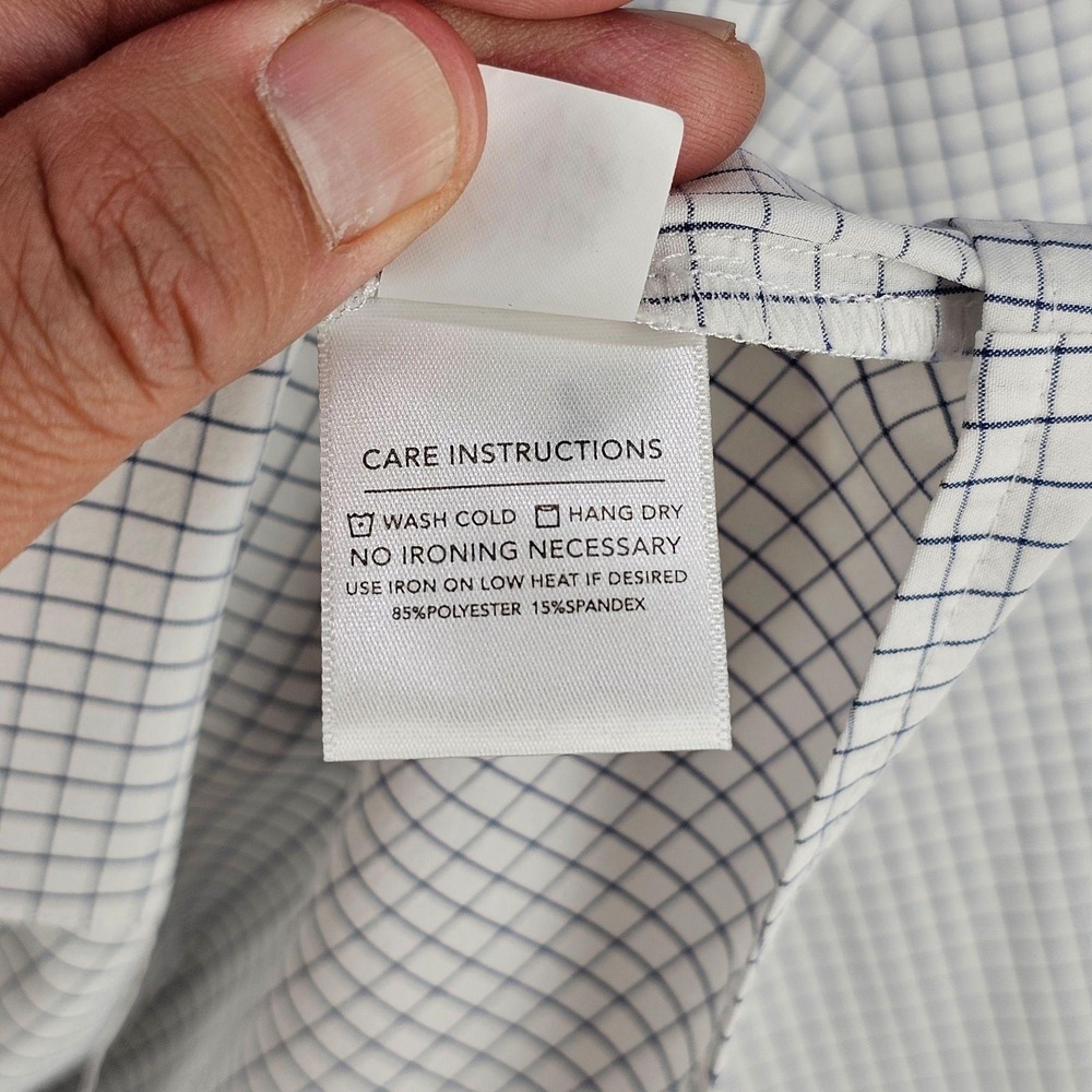 Mizzen+Main Leeward Shirt Mens XL White Check Trim Fit Non Iron Stretch - Picture 5 of 9